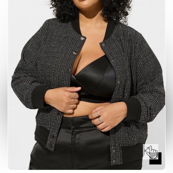 torrid Jackets & Blazers - Torrid Boucle Varsity Bomber Jacket Size L/12